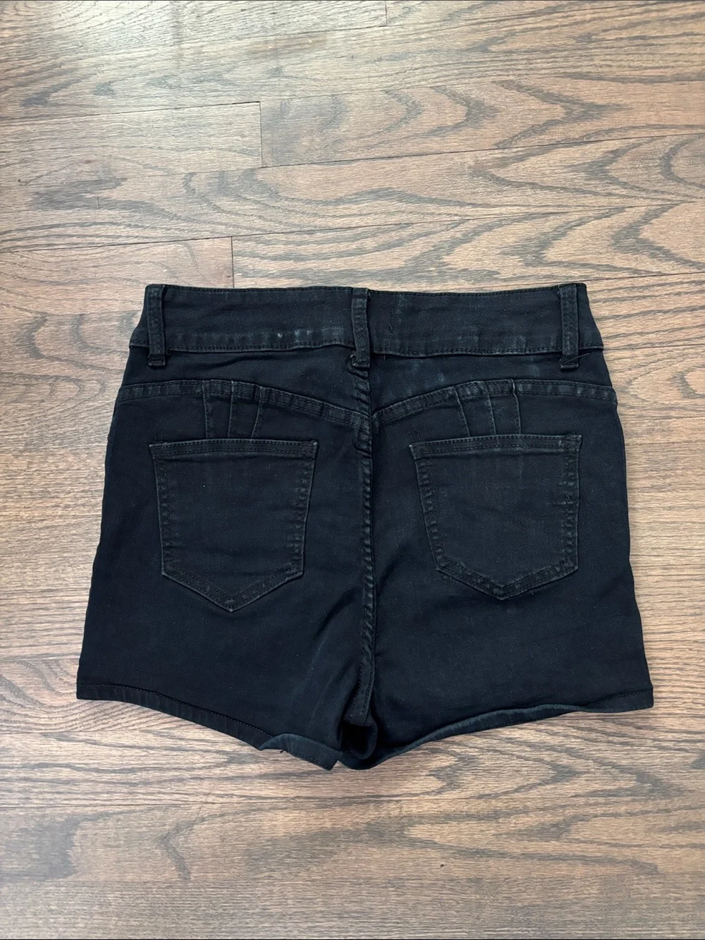 Black Rhinestone High-Rise Jean Shorts
